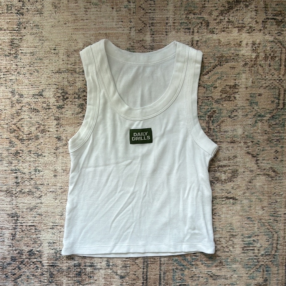 Daily Drills Ribbed Tank Top in White - Size XS/S